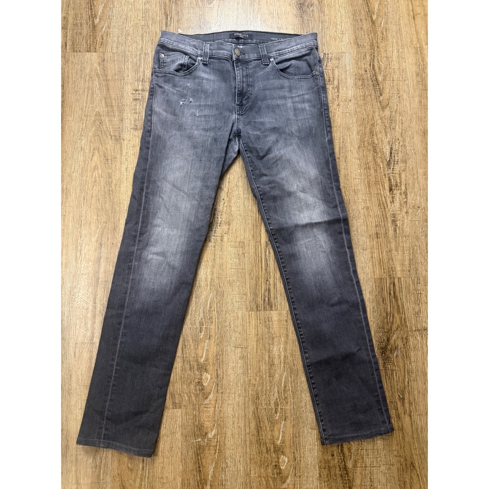 Fidelity Denim Indie Slim Straight Jeans Mens 32 Grey Faded Stretch Made in USA